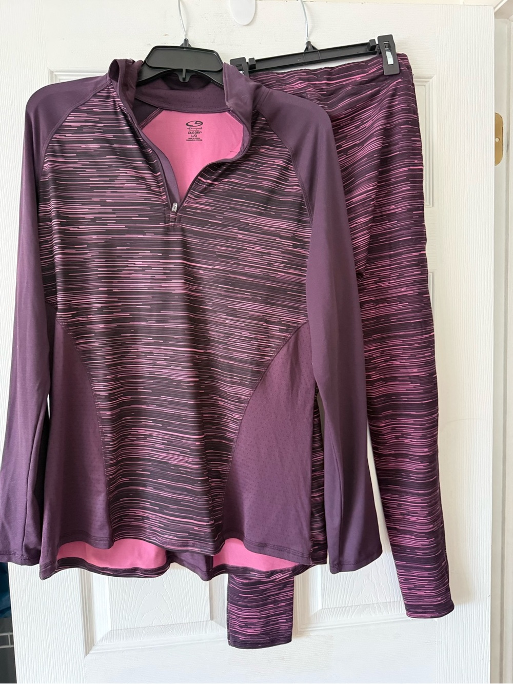 Champion Duo Dry Plum & Pink Performance Half-Zip with matching leggings